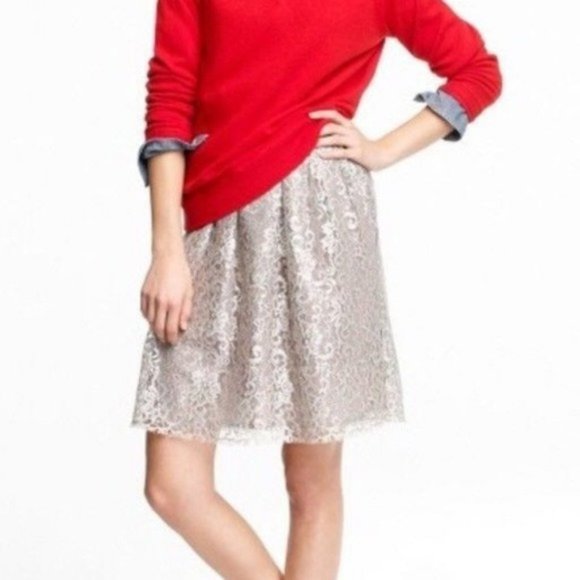 J Crew Rose Taupe Metallic Tinsel Lace Skirt (144)🦄 - Picture 3 of 10